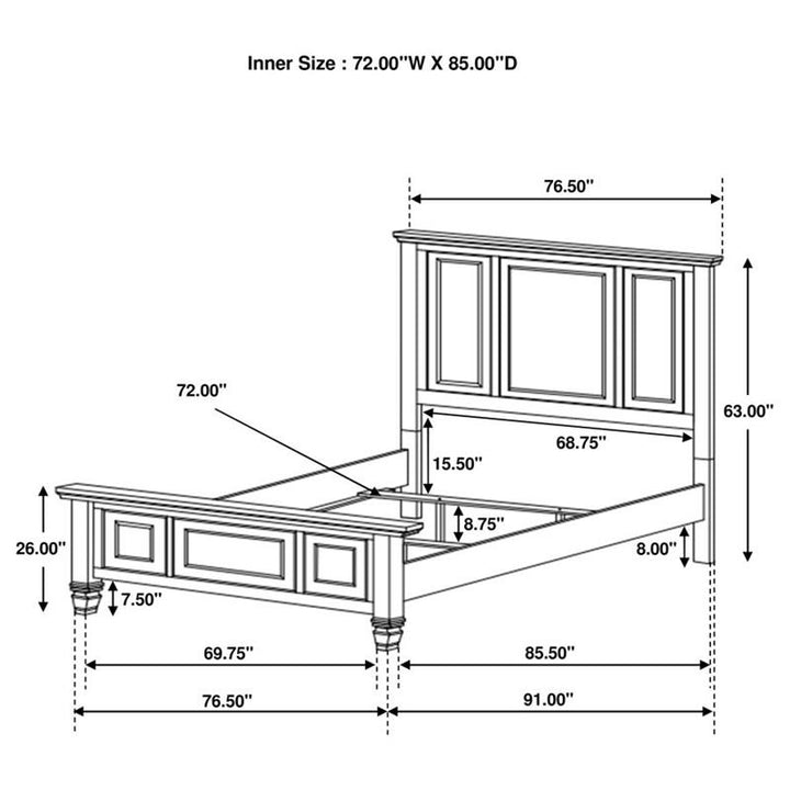 Sandy Beach Bedroom Set with High Headboard (201321KW-S5)