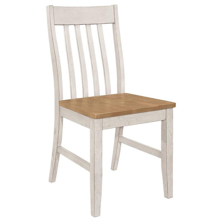 Kirby Slat Back Side Chair (Set of 2) Natural and Rustic Off White (192692)