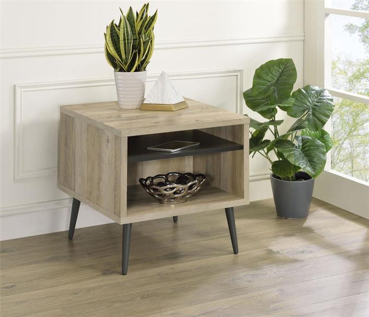 Welsh Square Engineered Wood End Table With Shelf Antique Pine and Grey (701037)