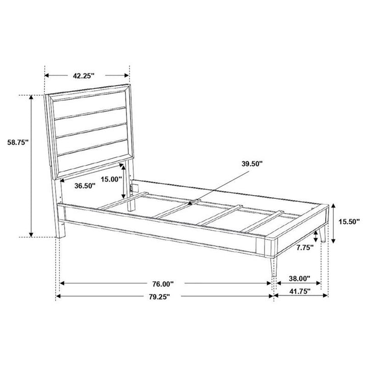 Ramon Twin Panel Bed Metallic Sterling (222701T)