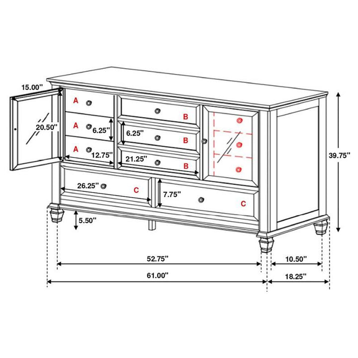 Sandy Beach Storage Bedroom Set with Sleigh Headboard (201309KE-S4)