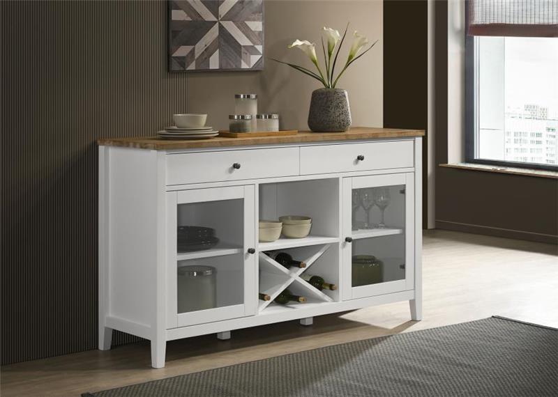 Hollis 2-door Dining Sideboard with Drawers Brown and White (122245)