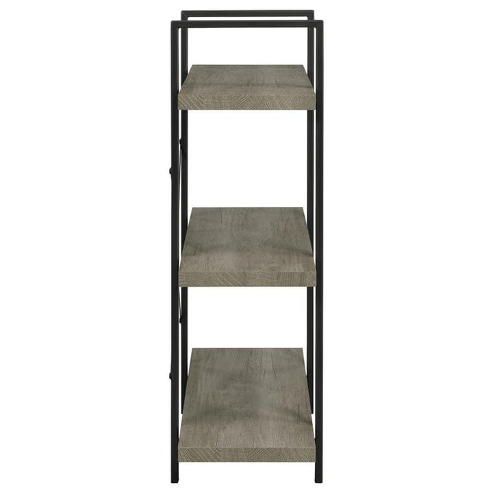 Cole 3-Shelf Bookcase Grey Driftwood and Gunmetal (805815)