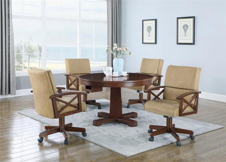 Marietta 5-piece Game Table Set Tobacco and Tan (100171-S5)