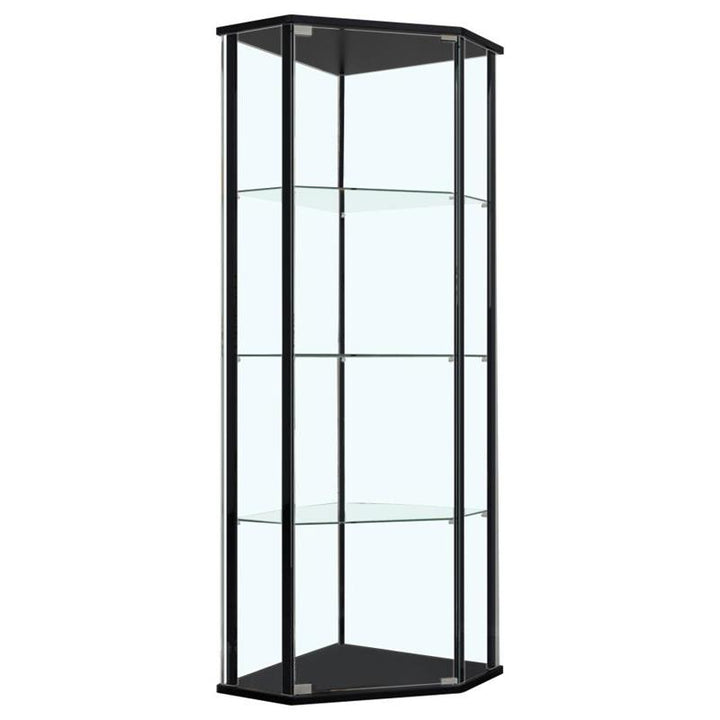 Zenobia Glass Shelf Curio Cabinet Clear and Black (953234)