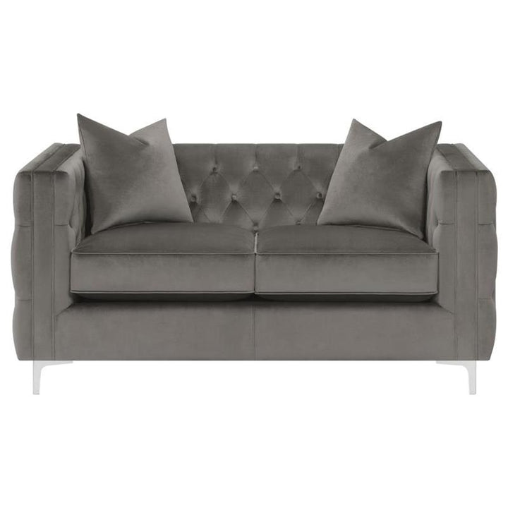 Phoebe 3-piece Tufted Tuxedo Arms Living Room Set Urban Bronze (509881-S3)