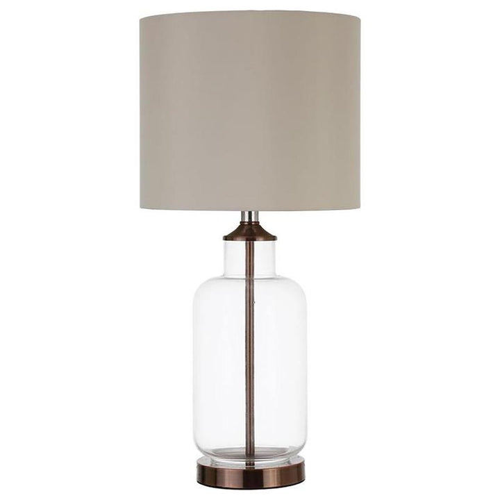 Aisha Drum Shade Table Lamp Creamy Beige and Clear (920015)