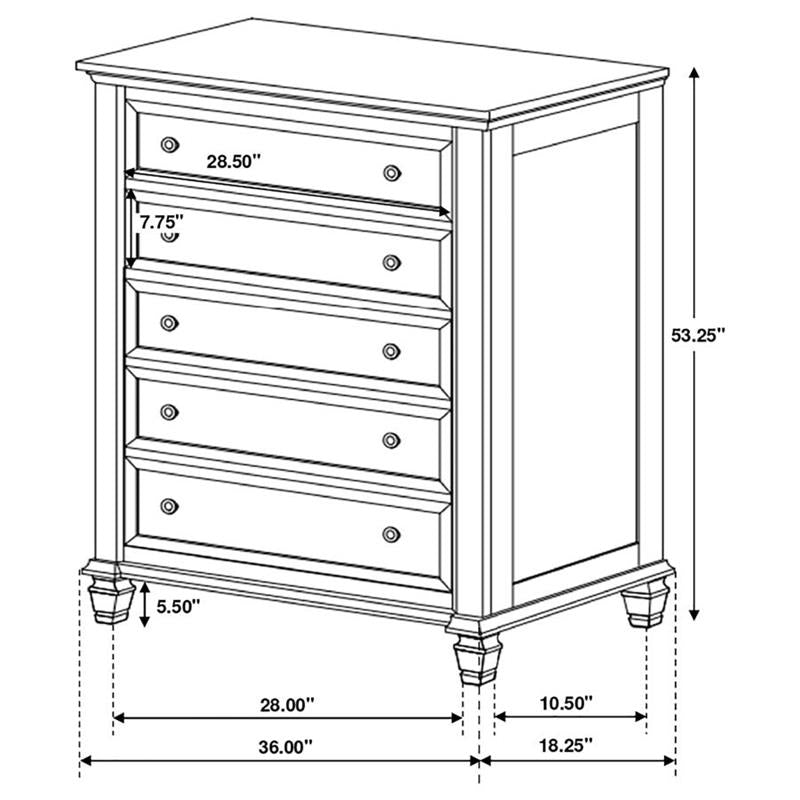 Sandy Beach Bedroom Set with High Headboard (201321KE-S5)