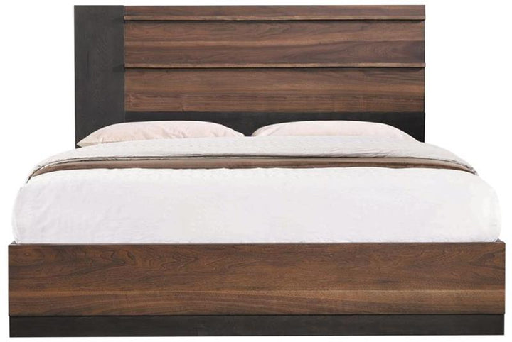 Azalia Rectangular Bed Black and Walnut (224281KE)