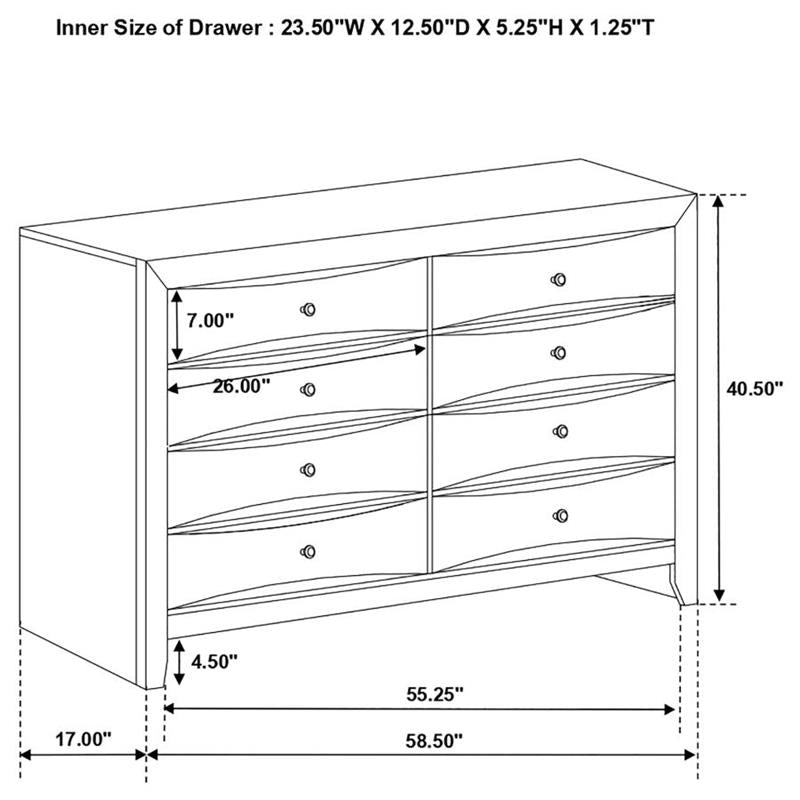 Briana Panel Bedroom Set with Sleigh Headboard Black (200701KW-S4)