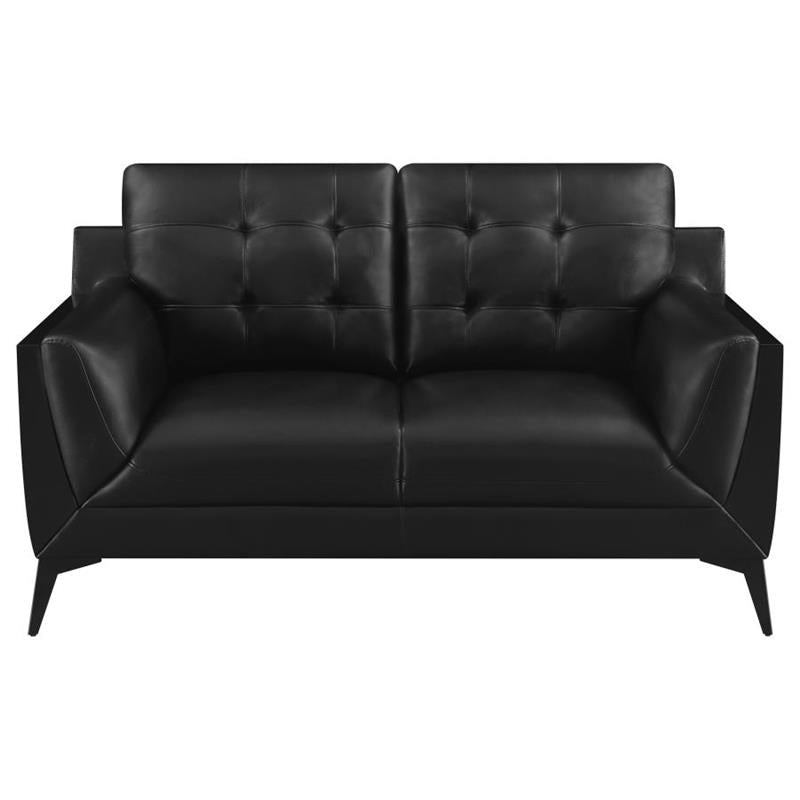 Moira Upholstered Tufted Loveseat with Track Arms Black (511132)
