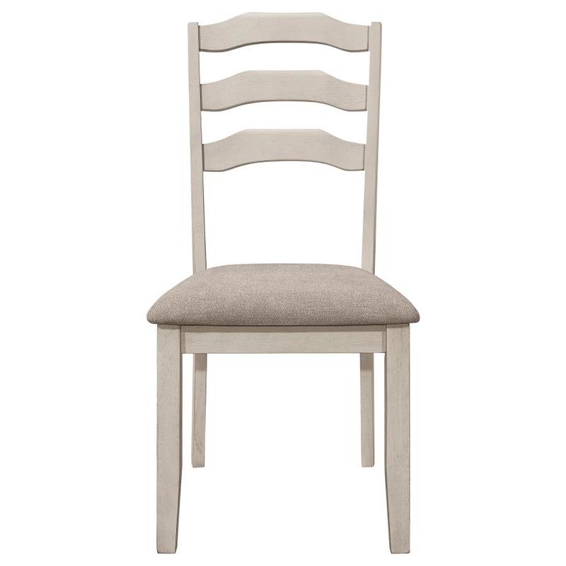 Ronnie Ladder Back Padded Seat Dining Side Chair Khaki and Rustic Cream (Set of 2) (108052)