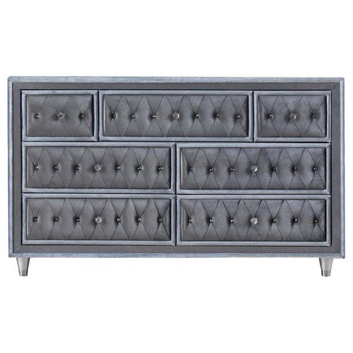 Antonella 4-Piece California King Upholstered Tufted Bedroom Set Grey (223581KW-S5)