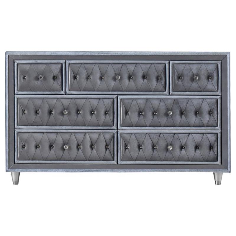 Antonella 5-Piece Queen Upholstered Tufted Bedroom Set Grey (223581Q-S5)