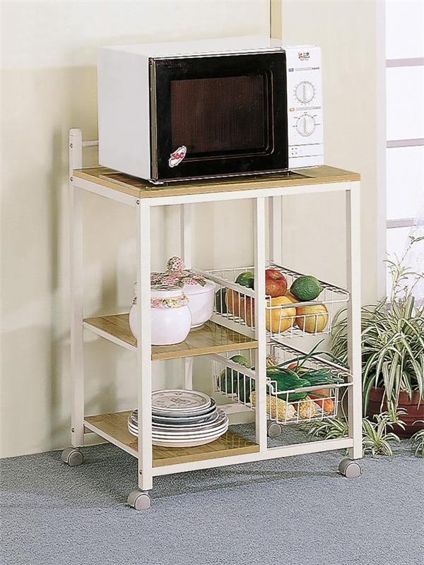 Kelvin 2-shelf Kitchen Cart Natural Brown and White (2506)