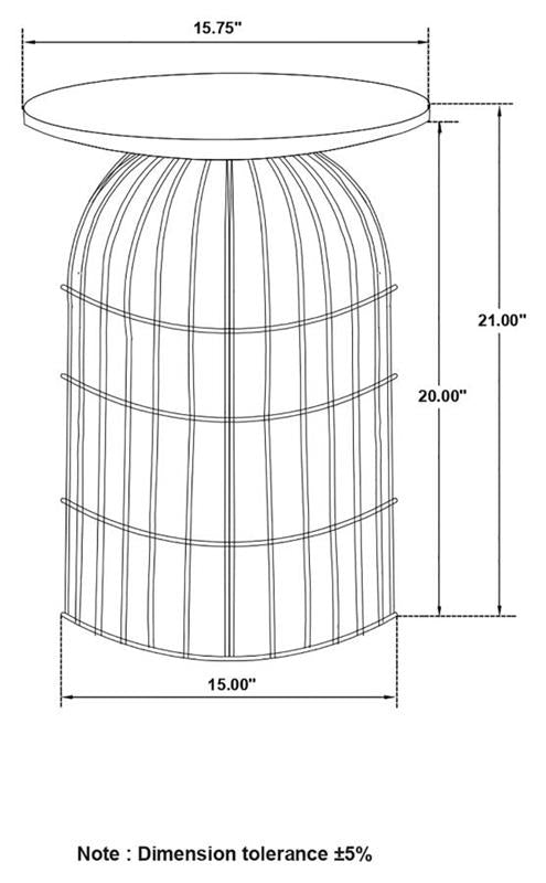 Bernardo Round Accent Table with Bird Cage Base Natural and Gunmetal (935860)