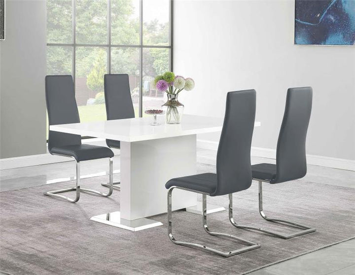 Anges 5-piece Dining Set White High Gloss and Grey (102310-S5G)