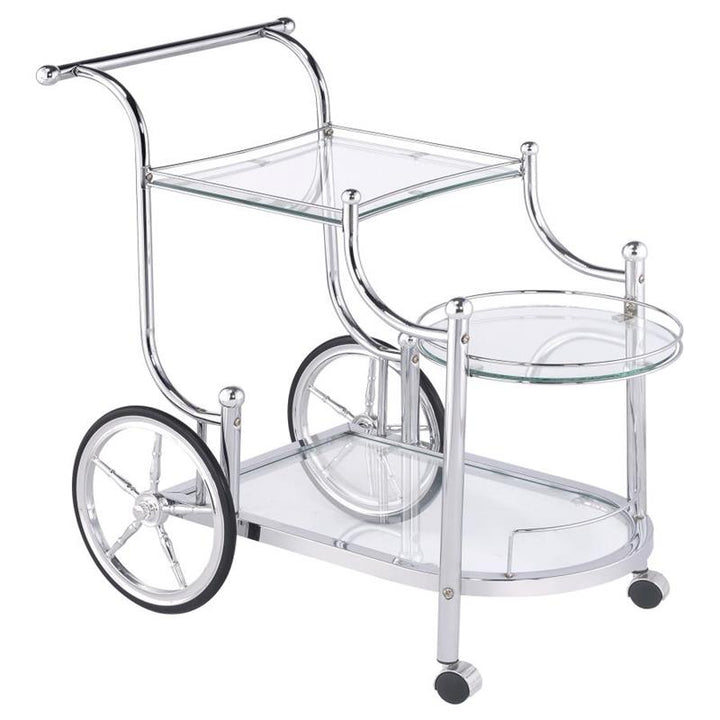 Sarandon 3-tier Serving Cart Chrome and Clear (910076)