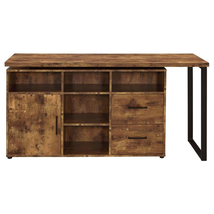 Hertford L-shape Office Desk with Storage Antique Nutmeg (804464)