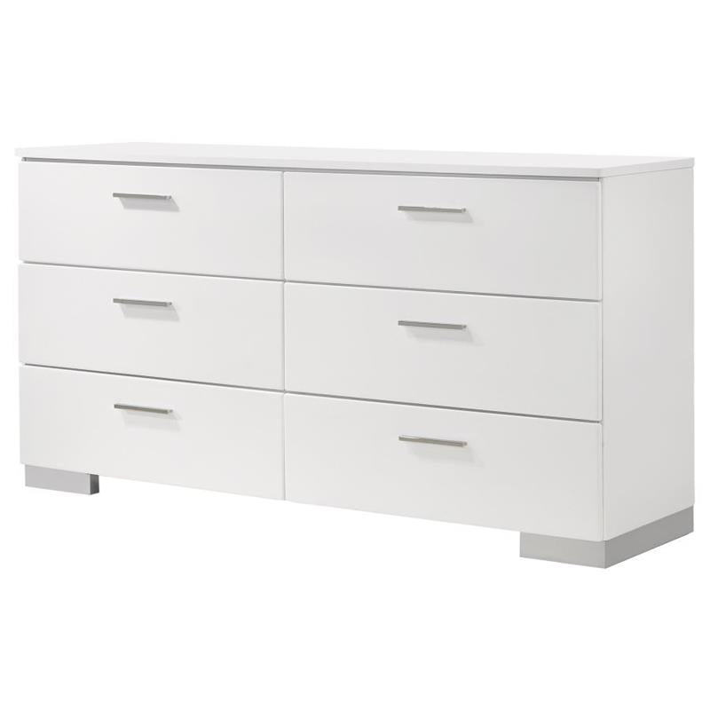 Felicity 6-drawer Dresser Glossy White (203503)