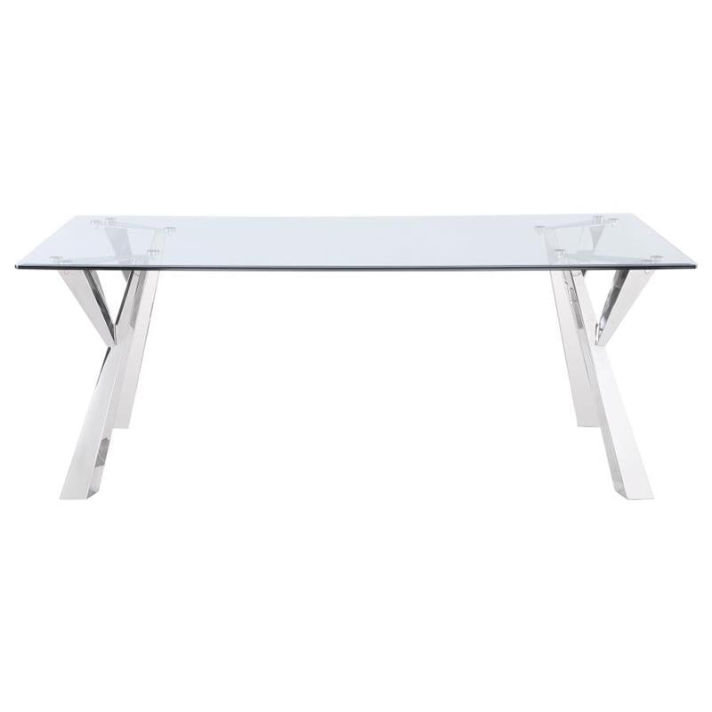 Alaia Rectangular Glass Top Dining Table Clear and Chrome (190711)