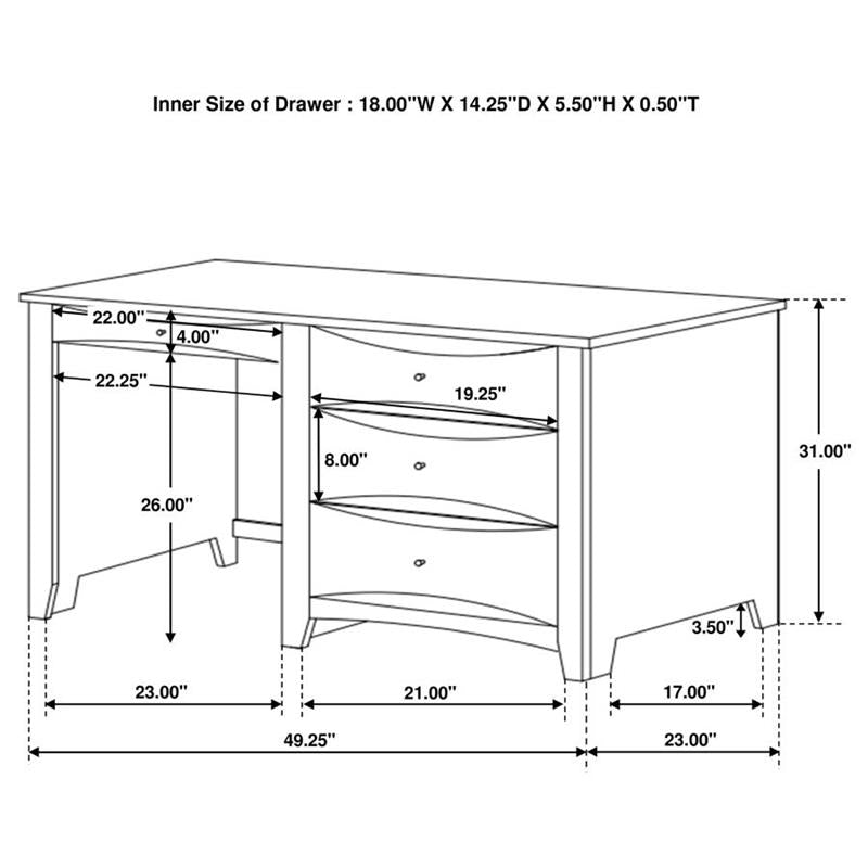 Phoenix 4-drawer Computer Desk Cappuccino (400187)