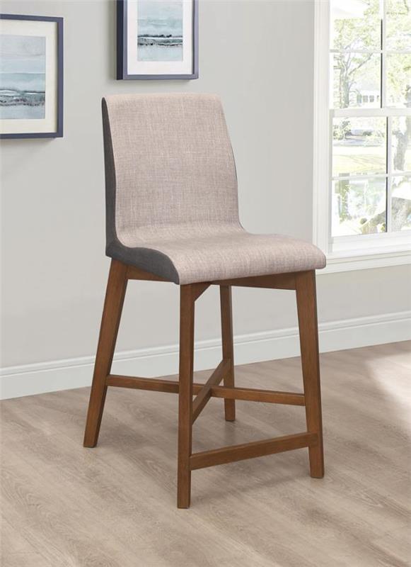 Logan Upholstered Counter Height Stools Light Grey and Natural Walnut (Set of 2) (106599)