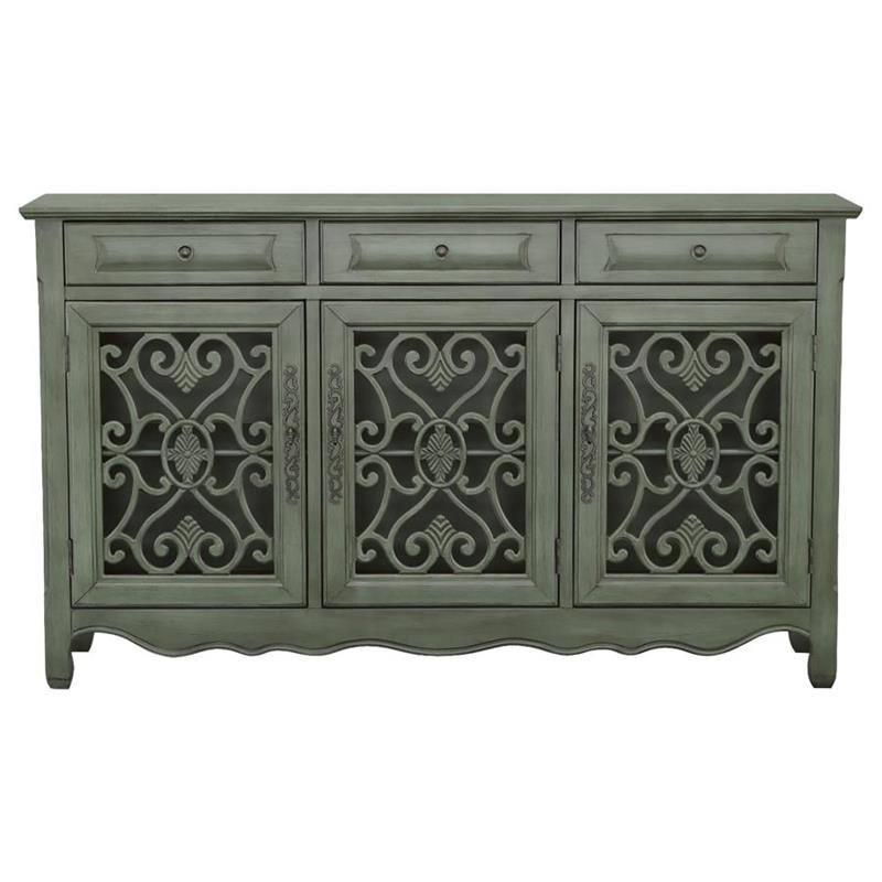 Madeline 3-door Accent Cabinet Antique Green (950357)