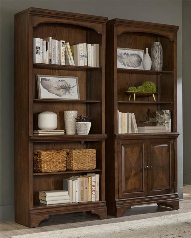 Hartshill Bookcase with Cabinet Burnished Oak (881286)