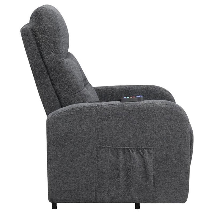 Howie Tufted Upholstered Power Lift Recliner Charcoal (609403P)