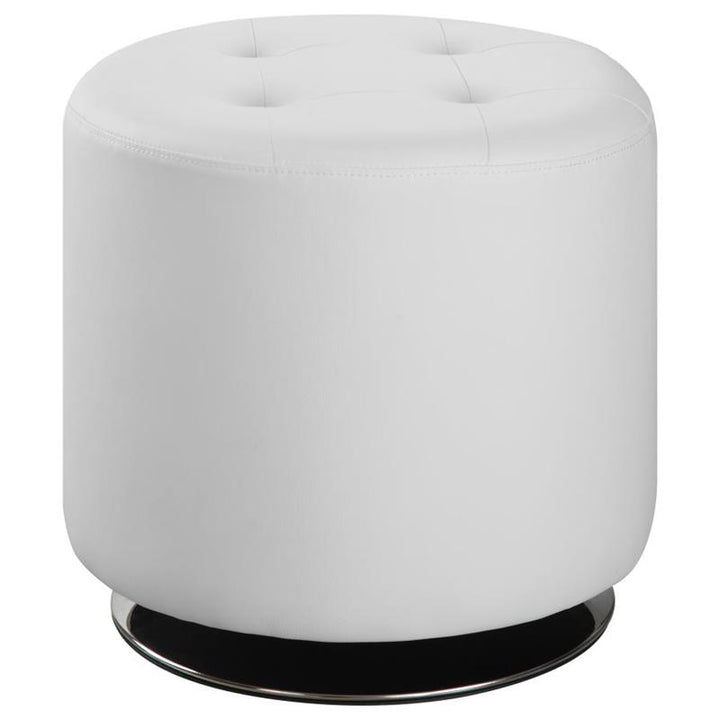 Bowman Round Upholstered Ottoman White (500554)