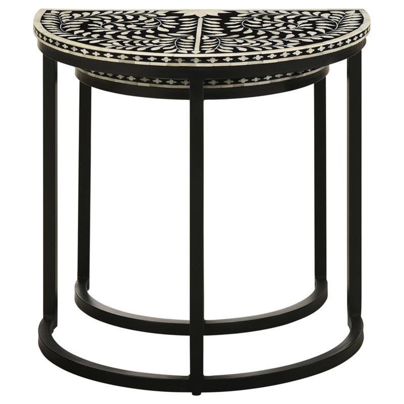 Zakiya 2-piece Demilune Nesting Table Black and White (930195)