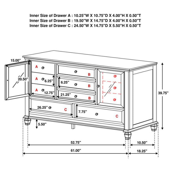 Sandy Beach Bedroom Set with High Headboard (201321KW-S5)