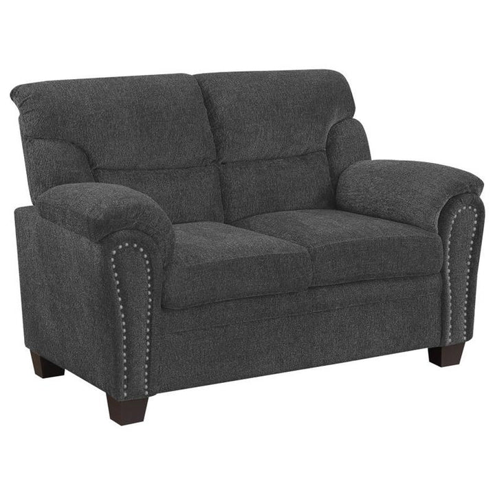 Clementine Upholstered Loveseat with Nailhead Trim Grey (506575)