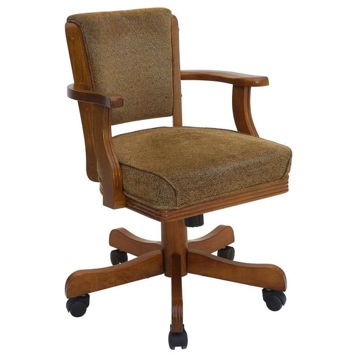 Mitchell Upholstered Game Chair Olive-brown and Amber (100952)