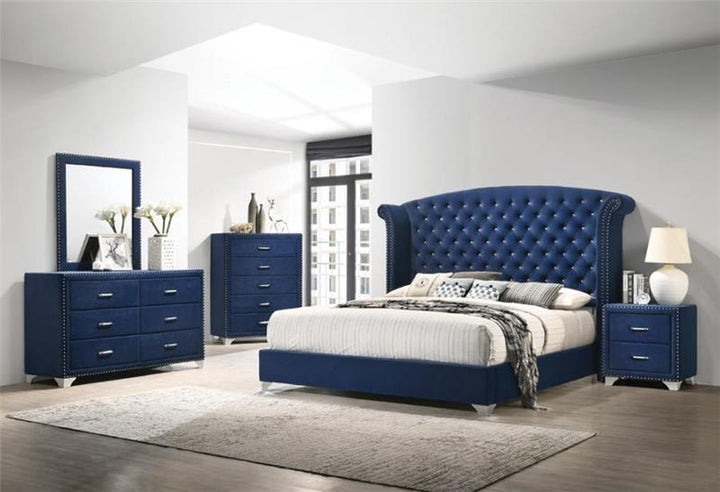 Melody 5-piece Queen Tufted Upholstered Bedroom Set Pacific Blue (223371Q-S5)