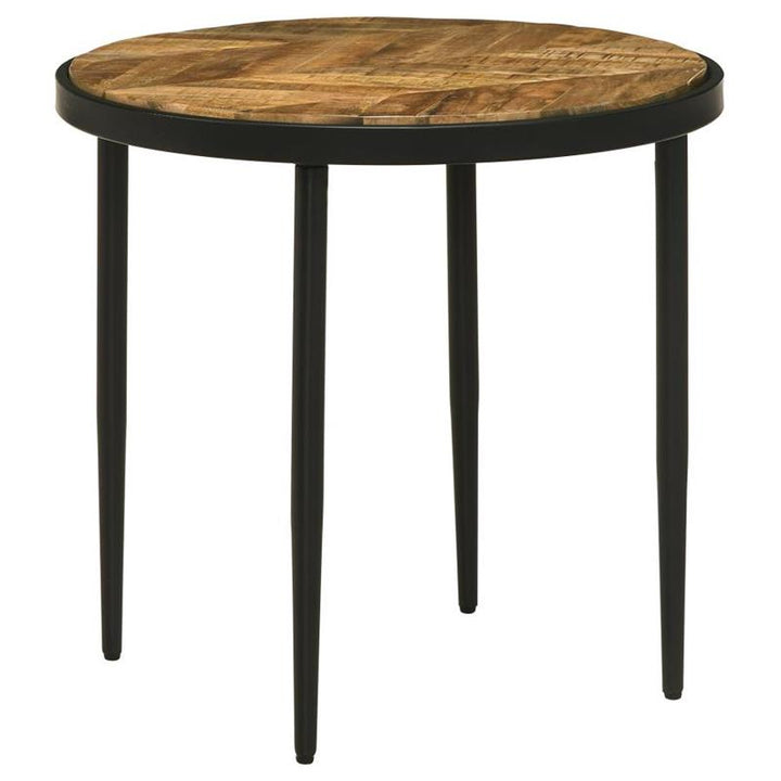 Hayden Metal Round Side Table Natural Mango and Black (930188)