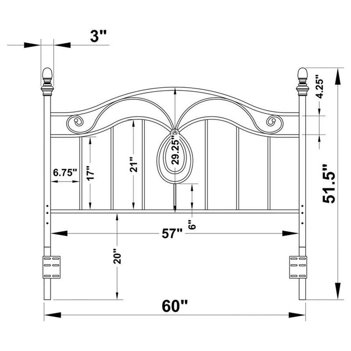 Evan Queen / Full Scroll Metal Headboard Dark Grey (300197Q)