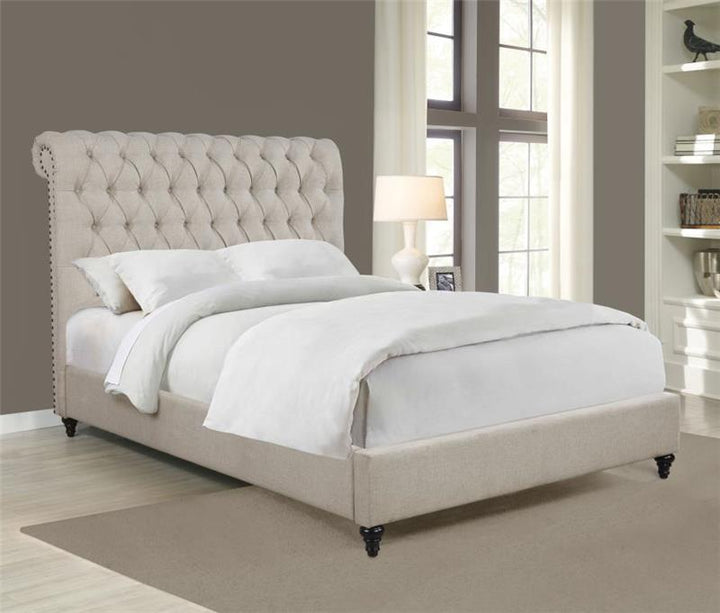 Devon Tufted Upholstered California King Bed Beige (300525KW)