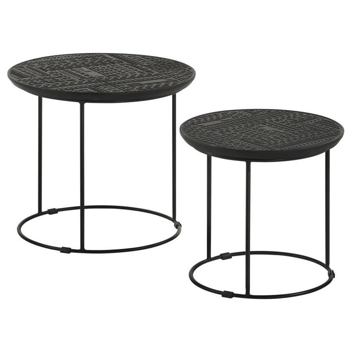 Loannis 2-piece Round Nesting Table Matte Black (935842)