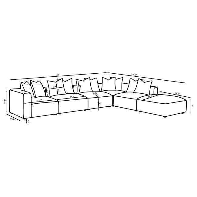 Jennifer 6-piece Tight Seat Modular Sectional Grey (551594-SET)