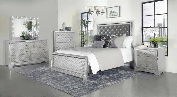 Eleanor Upholstered Tufted Bedroom Set Metallic (223461KE-S5)