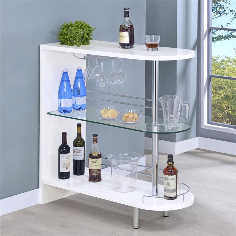 Adolfo 3-tier Bar Table Glossy White and Clear (101064)