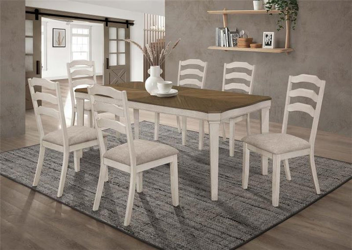 Ronnie 7-piece Starburst Dining Table Set Khaki and Rustic Cream (108051-S7)