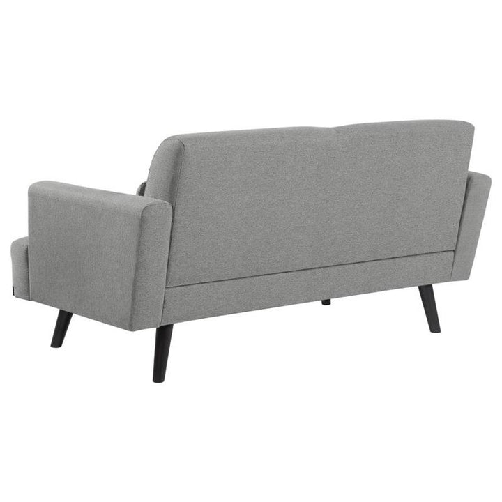 Blake Upholstered Loveseat with Track Arms Sharkskin and Dark Brown (511122)