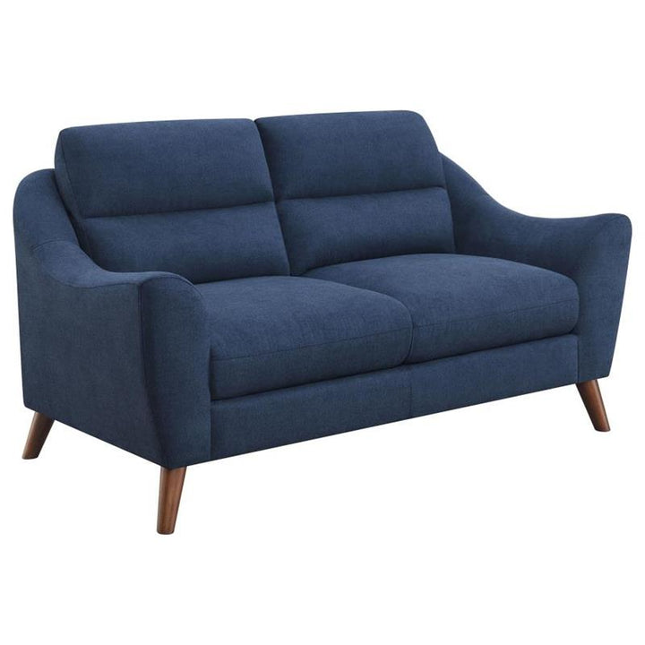 Gano Sloped Arm Upholstered Loveseat Navy Blue (509515)