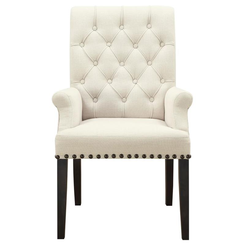 Alana Upholstered Arm Chair Beige and Smokey Black (107283)