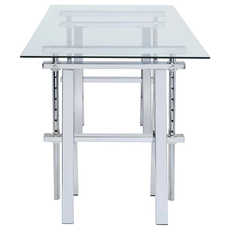 Statham Glass Top Adjustable Writing Desk Clear and Chrome (800900)