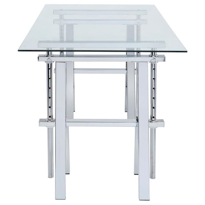 Statham Glass Top Adjustable Writing Desk Clear and Chrome (800900)