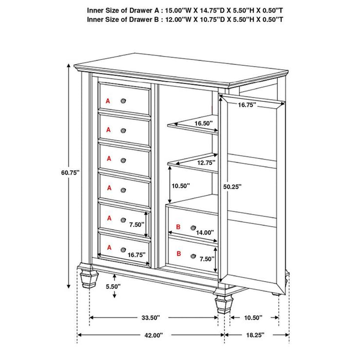 Sandy Beach Door Chest with Concealed Storage Black (201328)